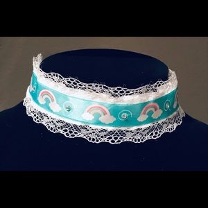 Under the rainbow ddlg bdsm white lace choker
